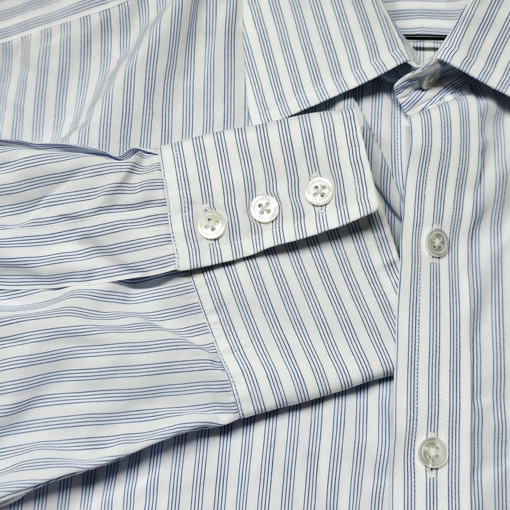 Turnbull & Asser Dress Shirt Men 17.5 Blue White Stripe Neiman Marcus England - Picture 10 of 10